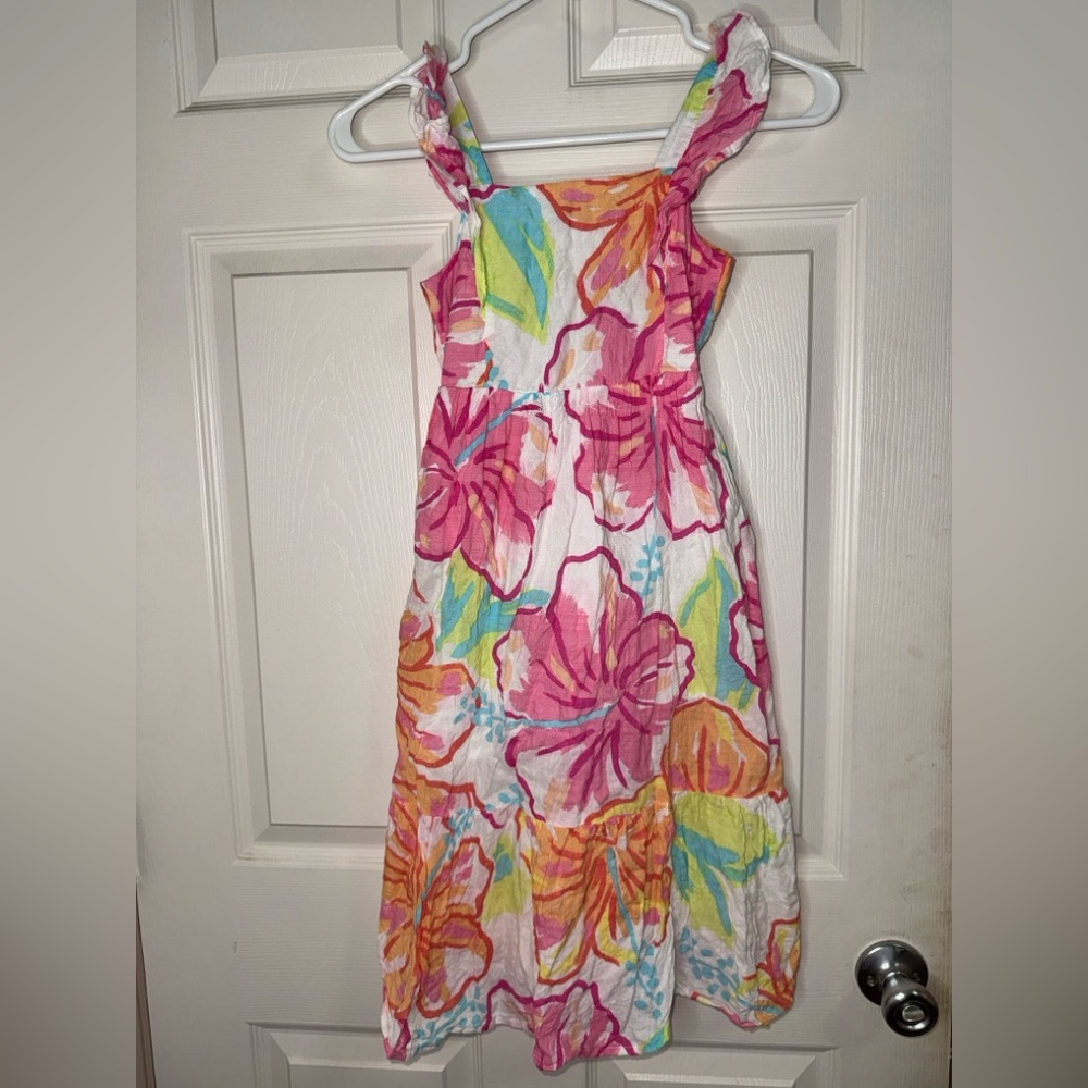 Floral Kids Dress - Pink, Green, Yellow